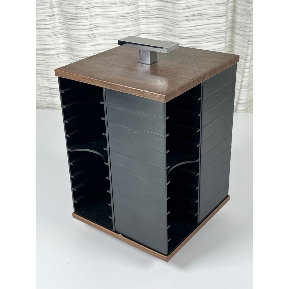 VTG 1970 Esmond Rotating Cassette Tape Storage Rack Faux Wood MCM 40 Capacity